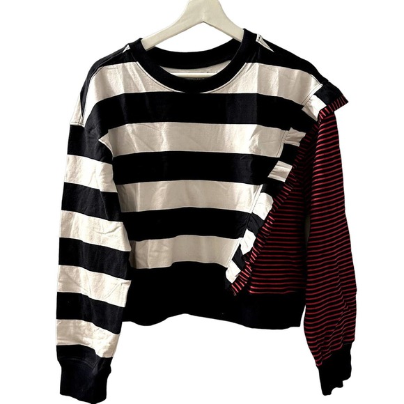 sundays Tops - Sundays NYC Women's Ruffle Striped Long Sleeve Pullover Sweatshirt Small NWT